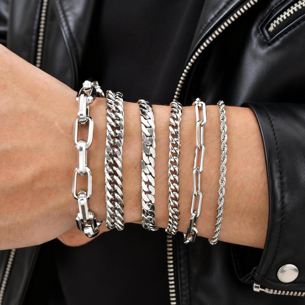 Ceramic Link Bracelet - Bracelets chaîne pour hommes couleur argent