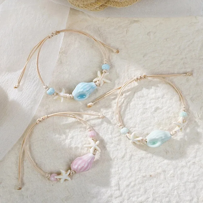 Ceramic Link Bracelet - Bracelets bohème en perles d'étoile de